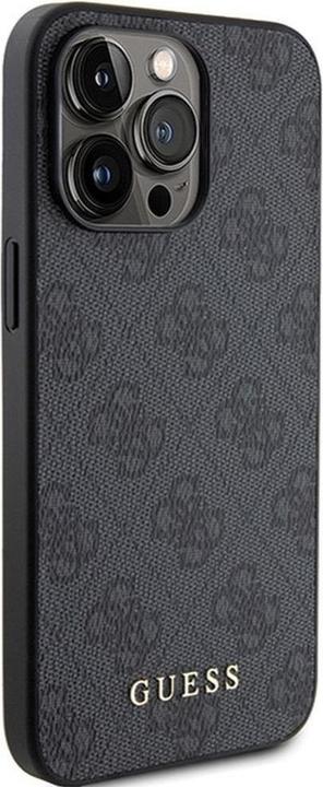 Actual product image Guess GUHCP15LG4GFGR iPhone 15 Pro 6.1" szary/grey hard case 4G Metal Gold Logo (Apple iPhone 15 Pro)