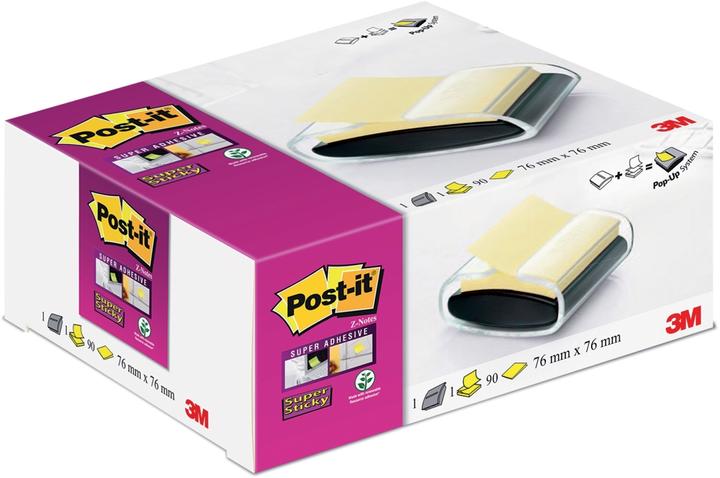 Actual product image 3M Post-It Black/Yellow Sticky Note, 90 Notes per Pad, 76mm x 76mm (76 x 76 mm)