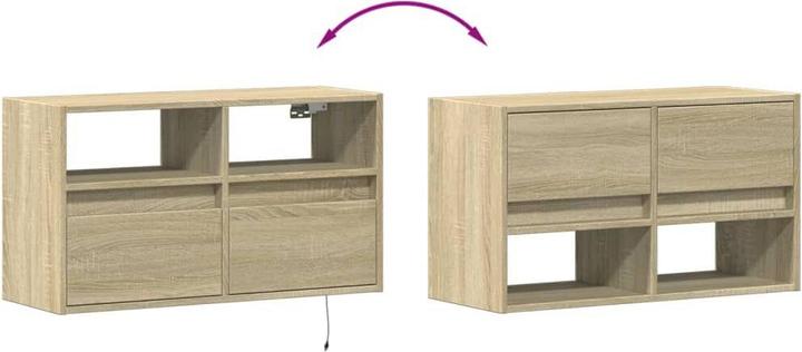Image du produit vidaXL Armoire TV Armoire murale Lowboard Suspendu avec éclairage LED Chêne Sonoma