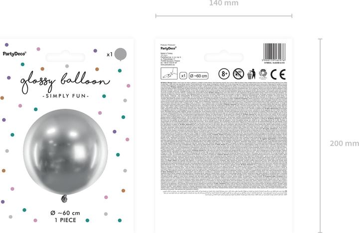 Produktbild Partydeco Rundballon Silber glänzend (1 x)