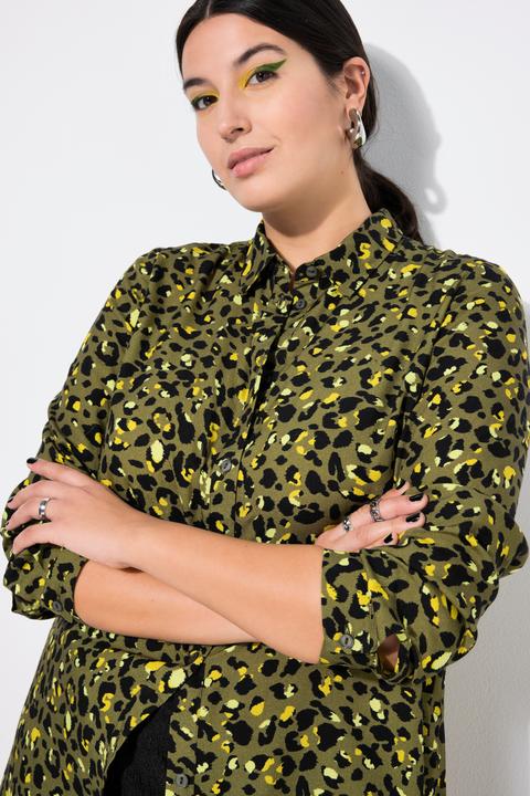 Actual product image Studio Untold Electric Leopard Print Long Sleeve Button Down Tunic Shirt (42, 44)