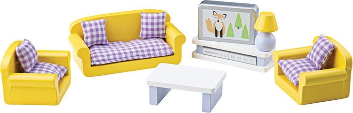 Productafbeelding Bigjigs Tidlo houten poppenhuis meubeltjes, woonkamer, 9 stuks.