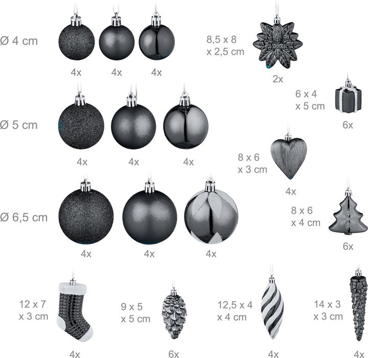 Productafbeelding Relaxdays 72-delige kerstballen set (72 -Part)