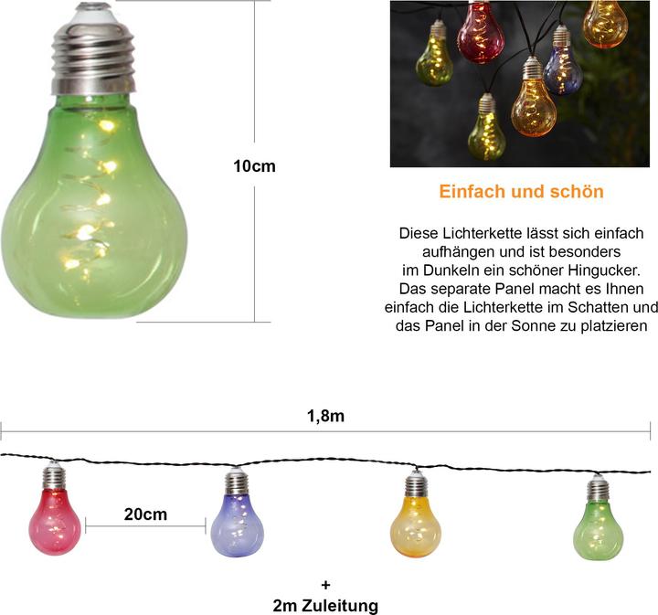 Produktbild Star Trading Solar Lichterkette aussen | 1,80M | LED Lichterkette aussen Solar | IP44 | Outdoor Licht (0.24 m)