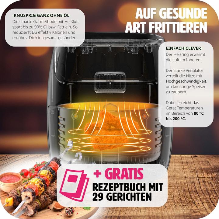 Actual product image tectake Air fryer Yaiza - 4.3 l capacity - Recipes booklet included