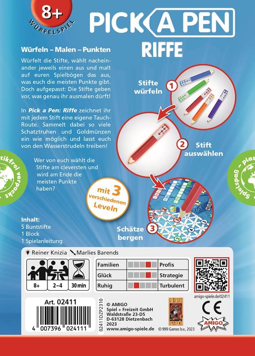 Actual product image Amigo Pick a Pen: Riffe Roll + Write 2-4players 8+ (German, 2 - 4 Players)
