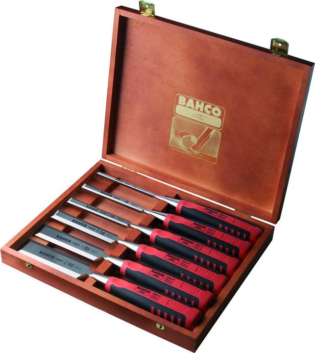 Bahco Stechbeitelsatz mit gummiertem Griff 6-32 mm - 6-teilig/Holzkiste (32 mm)