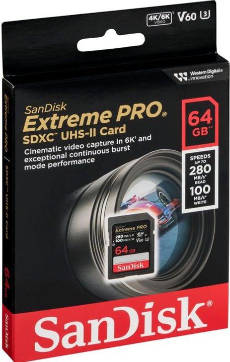 Immagine prodotto SANDISK Extreme PRO UHS-II V60 (64 GB, SDXC, U3, UHS-II)