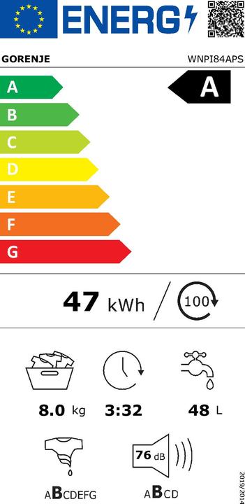 Etichetta energetica Gorenje Gore WaMa WNPI84APS 8kg A wh 741466 (8 kg, A sinistra)