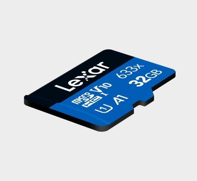 Produktbild Lexar 32GB High-Performance 633x microSDHC UHS-I, up to 100MB/s read 20MB/s write (32 GB, microSDHC, U3, UHS-I)