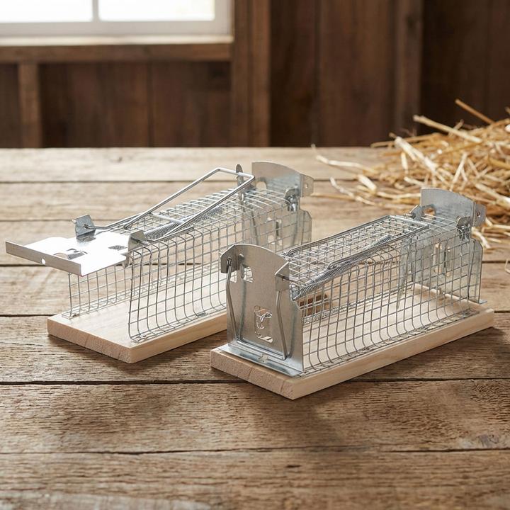 Produktbild Ideoon 2er-Set Maus-Käfigfalle - Wiederverwendbare Lebendfalle für innen und aussen - Effektive Mausefalle