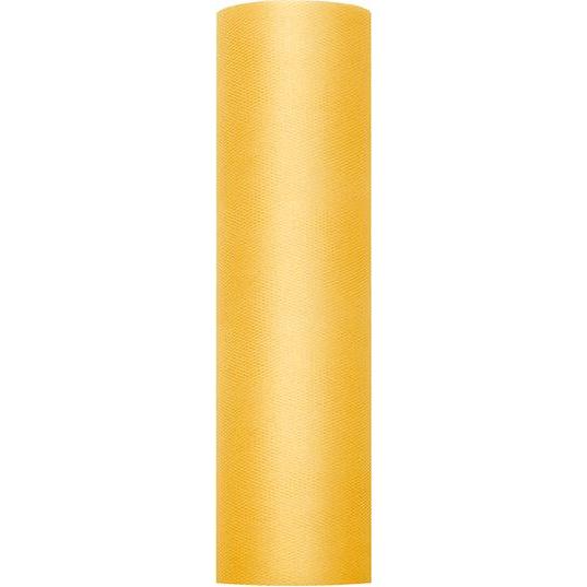 Thumbnail - Partydeco Tulle Plain, Stiff, yellow, 0.3 x 50m (1 pc. / 50 lm)