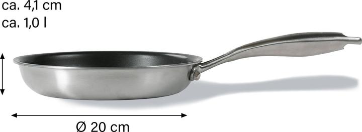 Produktbild Silverstar Edelstahlpfanne 20 cm mit Antihaftbeschichtung für Induktion und Backofen (Bratpfanne, Edelstahl)