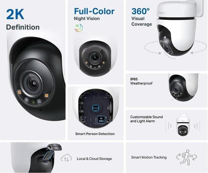 Immagine prodotto TP-Link Tapo C510W Telecamera da esterno a 360° da 3MP MicroSD (2304 x 1296 Pixels)