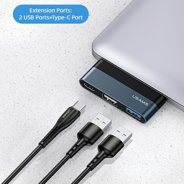 Produktbild Usams Adapter HUB USB 2.0USB 3.0USB-C szarygrey SJ490HUB01 US-SJ490 (USB-C, 4 Ports)