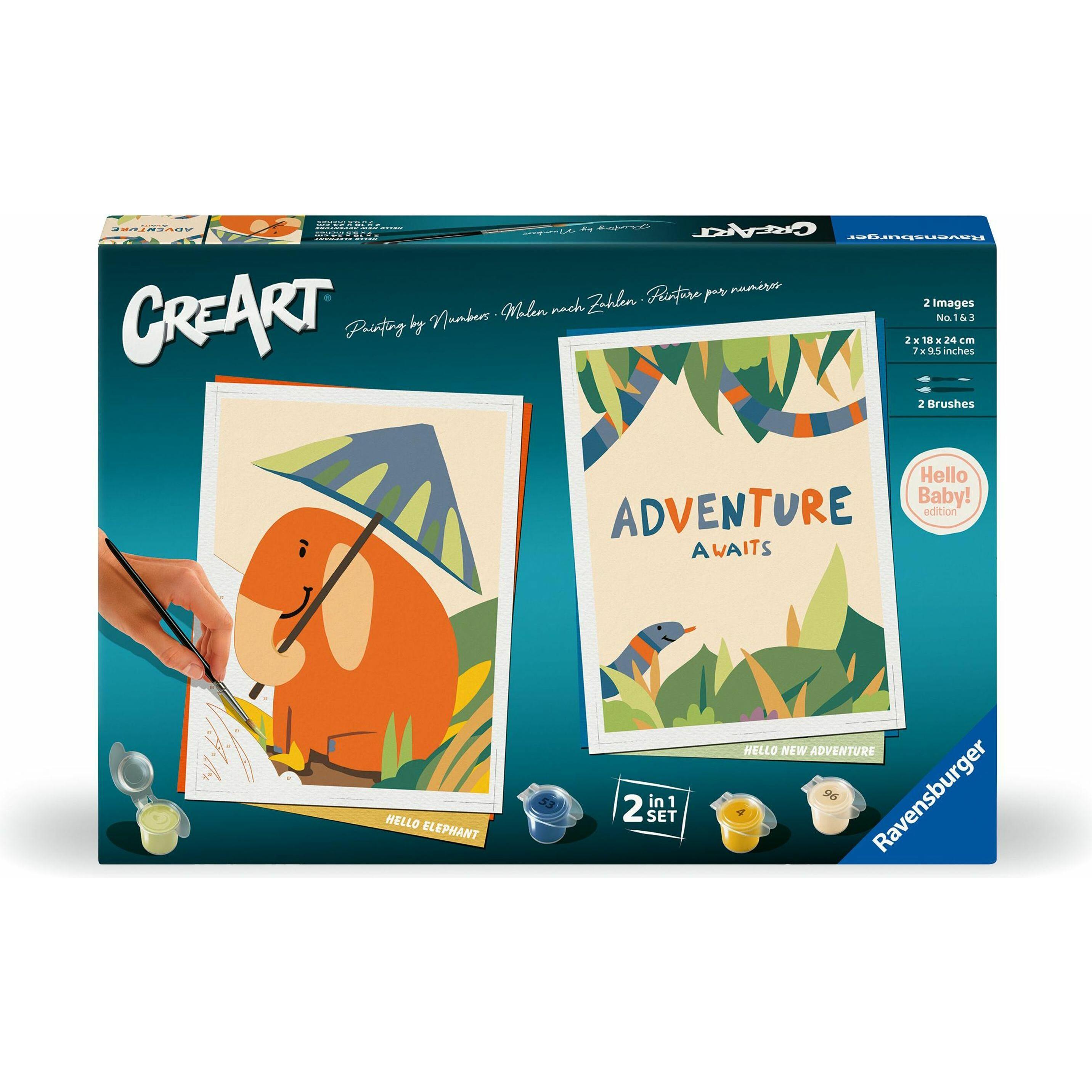 Ravensburger CreArt - Malen nach Zahlen 23905 - Hello Baby Safari Set - Erwachsene ab 12 Jahr (23905)