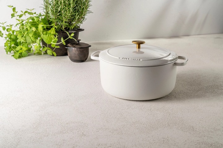 Immagine prodotto Ballarini Cocotte BELLAMONTE 22 cm rotonda da 3,0 litri in ghisa arrosto bianco (22 cm, Pirofila + casseruola, Ghisa)