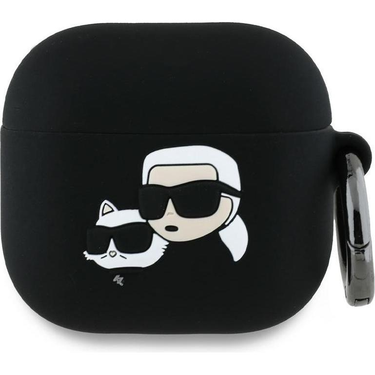 Karl Lagerfeld KLA4RUNKCHK AirPods 4 cover black/black Silicone Karl&Chaupette Head 3D (Kopfhörer Tasche), Kopfhörertasc...