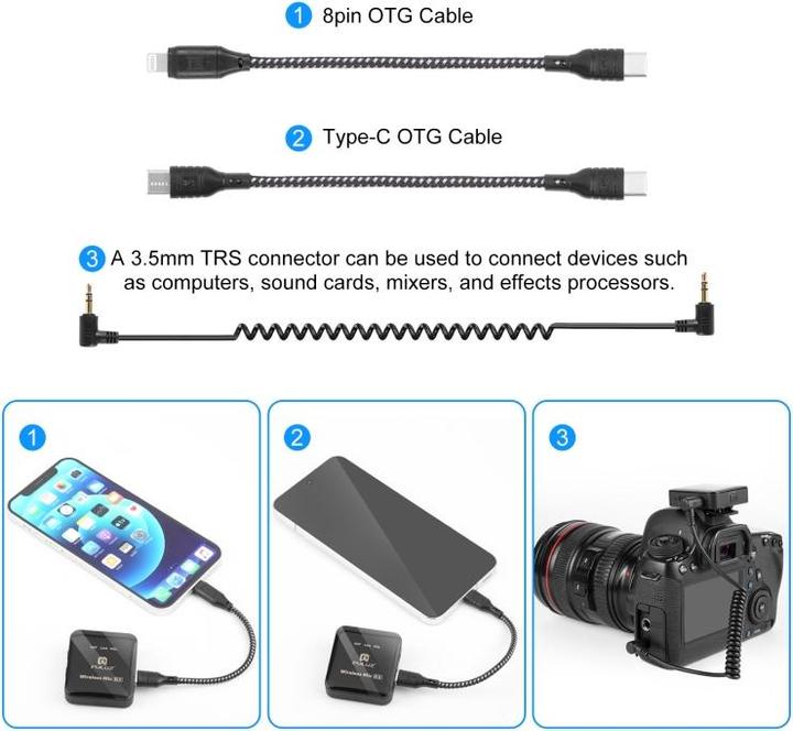 Actual product image Puluz Wireless Lavalier Microphone 2 TX + 1 RX