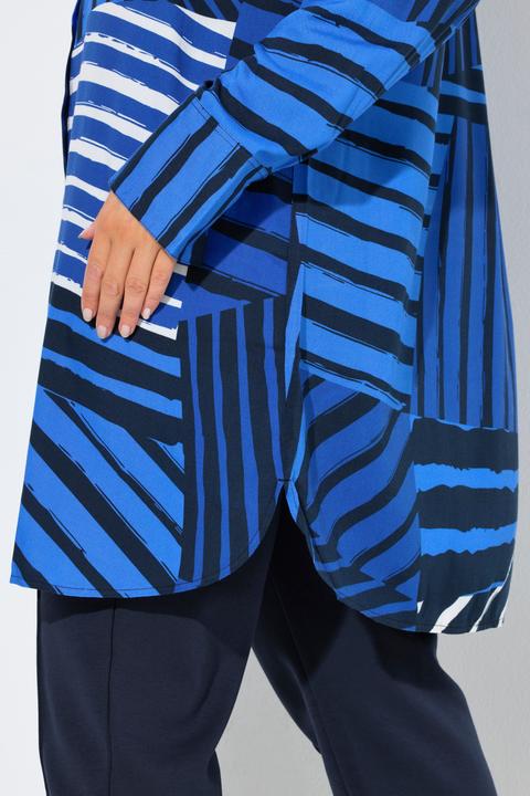 Immagine prodotto Ulla Popken Camicia dal taglio svasato con righe, collo da camicia e maniche lunghe (56)