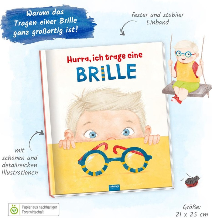 Produktbild Kinderbuch Hurra, ich trage eine Brille (Deutsch, Trötsch Verlag GmbH & Co.KG, 2023)
