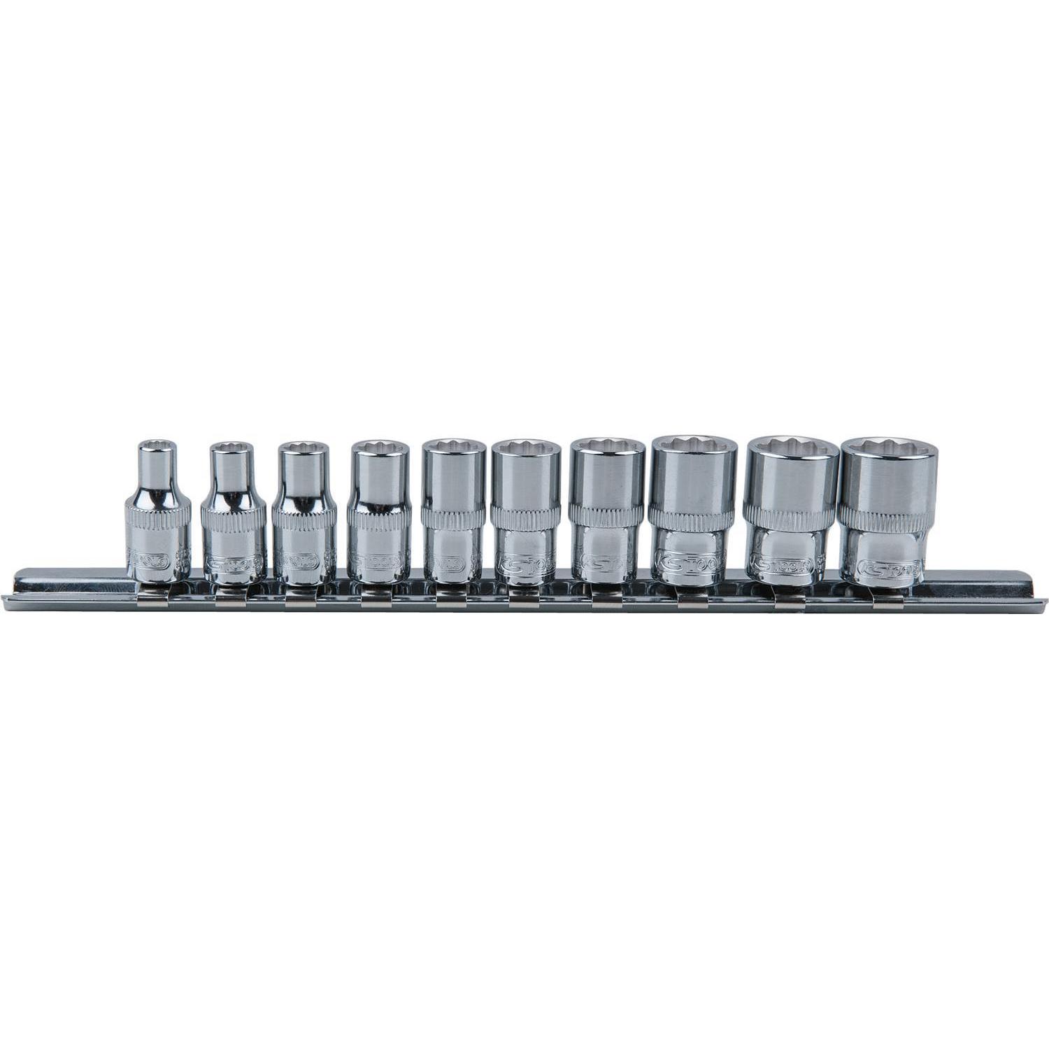 KS Tools, Steckschlüssel + Stecknuss, 1/4" CHROMEplus 12-Kant-Stecknuss-Satz