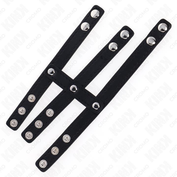 Kink Dreifach Leder Penisring Mit Druckverschluss