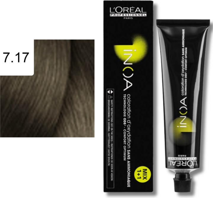 Actual product image L'Oréal Professionnel Inoa (7.17 Medium Blonde Ash Cool)