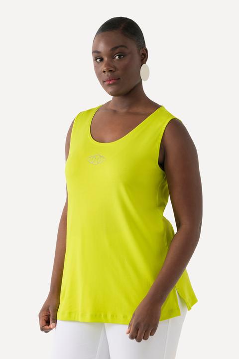Produktbild Ulla Popken Top, Pima Cotton, Slim, Rundhals, Ziersteinchen, ärmellos (46, 48)