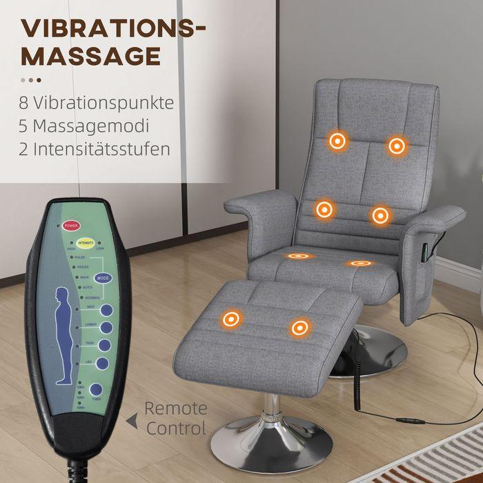 Actual product image Swisshandel24 TV armchair footstool electric reclining function vibration massage remote control linen look dark