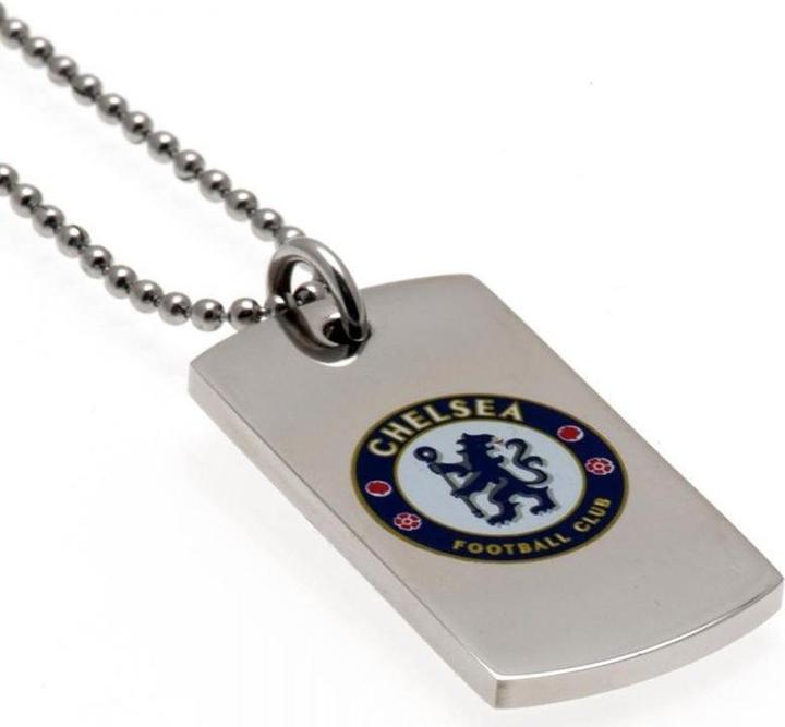 Actual product image Chelsea FC Stainless Steel Crest Dog Tag And Chain (100% synthetic material)