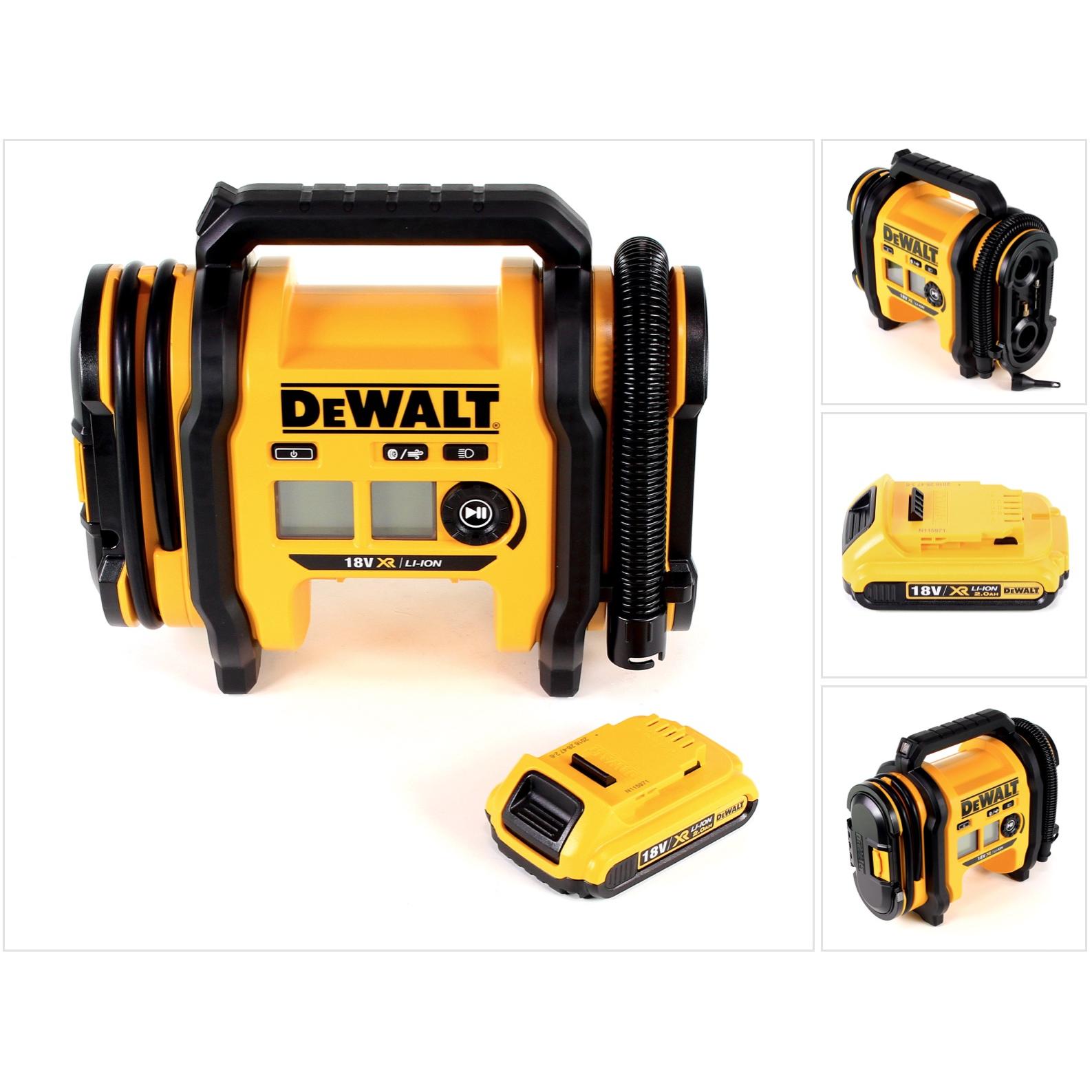 DeWalt, Kompressor, DCC 018 N Akku Luftkompressor 18V 11bar KFZ + 1x Akku 2,0Ah - ohne Ladegerät (11 Bar, 14.70 l)