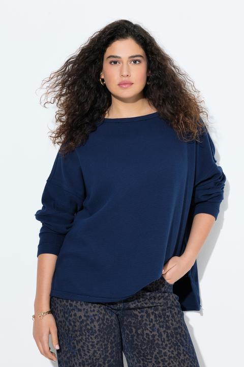 Immagine prodotto Ulla Popken Felpa con orli non rifiniti, costine, scollo a girocollo e maniche lunghe (60)