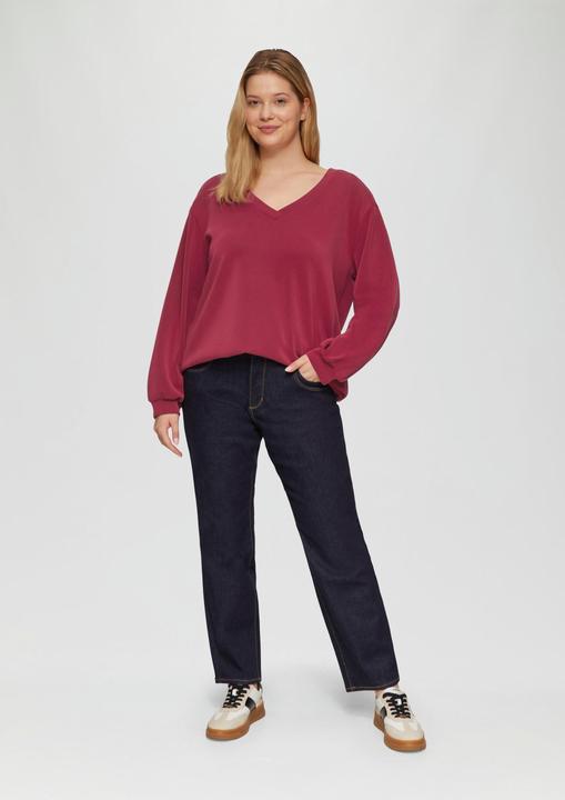 Produktbild s.Oliver Sweatshirt Scuba-Sweatshirt mit V-Ausschnitt (48)