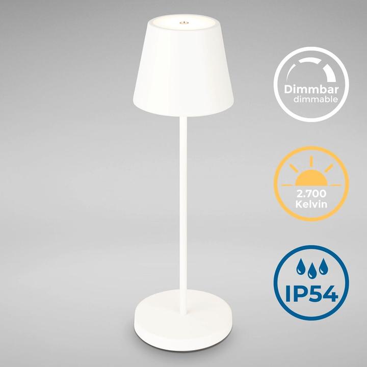 Actual product image B.K.Licht Rechargeable LED table lamp, white, 1xLED board/2.6W (240 lm)