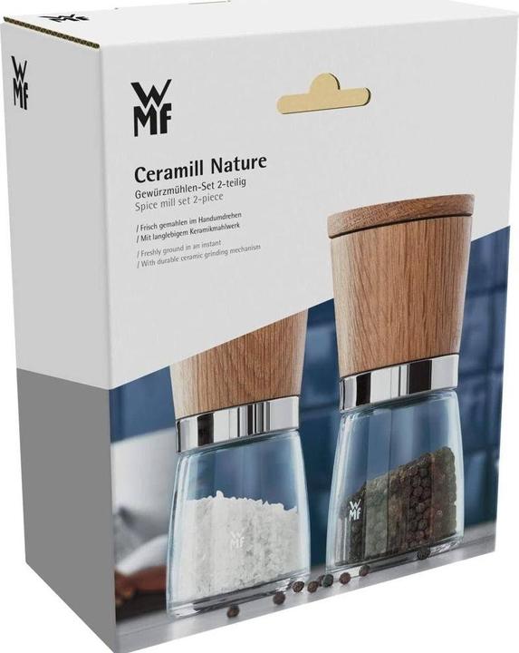 Produktbild WMF Mühlenset Salzmühle Pfeffermühle Set 2tlg Keramikmahlwerk Ceramill Nature Glas (Pfeffer, Salz)