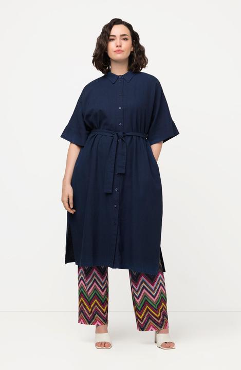 Produktbild Ulla Popken Midikleid, Leinenmix, Hemdkragen, Gürtel, Halbarm (50, 52)
