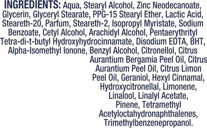 Nutritional values and ingredients Rexona All Over Body Cream Fresh Citrus 75ml (Crème, 75 ml)