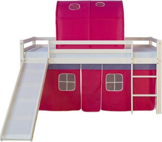 Actual product image Homestyle4u Loft bed with slide and curtain (90 x 200 cm)