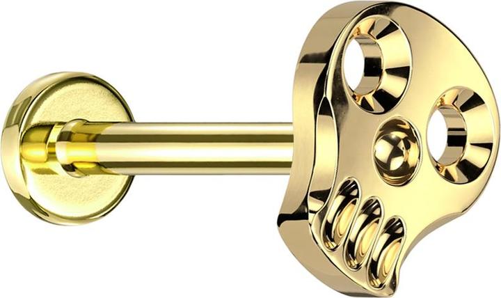 Produktbild Star Piercing Micro Labret Innengewinde vergoldet hohler Totenkopf vergoldet (ohne Messing, Titan)
