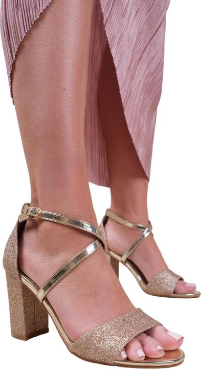 Actual product image Where's That From Womens/Ladies Ruth Glitter Wide Medium Block Heel Sandals (39)
