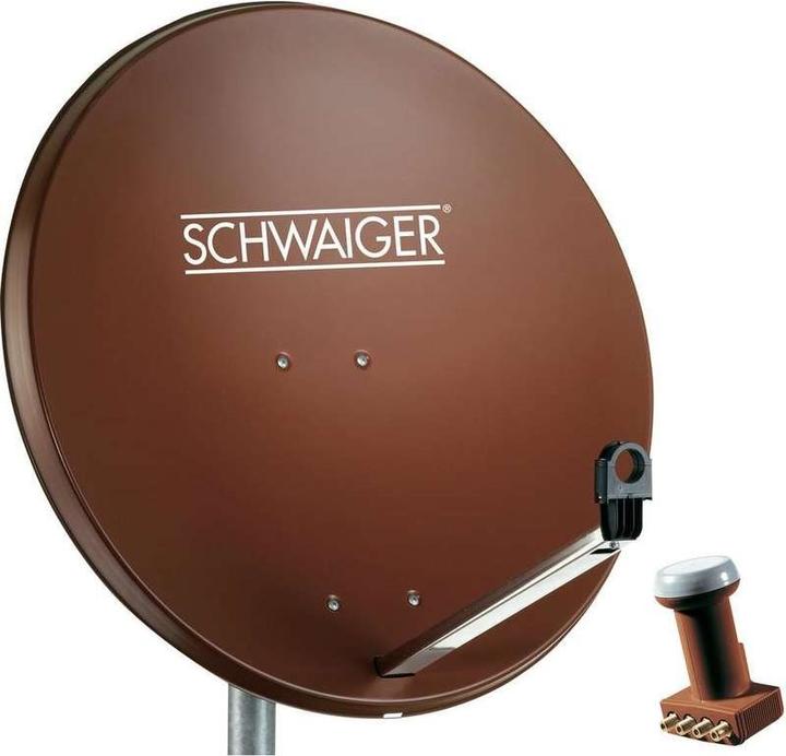 Schwaiger SAT system 80 cm 4 participants Quad-LNB (with switch) brick-red (Parabolic antenna, 38.50 dB, DVB-S / -S2)