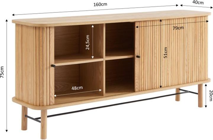 Image du produit Sorelh Sideboard ERNEST Esche Drehtüren (160 x 40 x 75 cm)