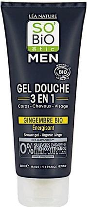 Actual product image Léa Nature So'Bio étic Organic 3-in-1 Ginger Shower Gel for Men - Face, Body and Hair - 200ml (200 ml)