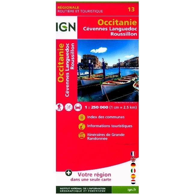 NR13 Occitanie (Cévennes-Languedoc-Roussillon) Recto/verso, Landkarte