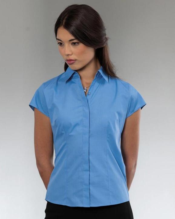 Produktbild Russell Collection Easy Care Fitted Poplin Bluse kurzarm (S)