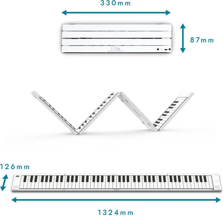 Productafbeelding Blackstar CARRY ON inklapbare piano 88 TOUCH, wit (88 Sleutels)