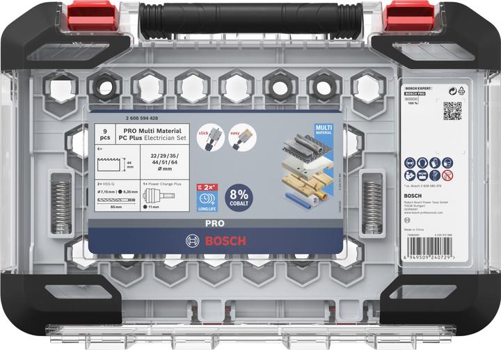 Produktbild Bosch Professional Zubehör PRO Multi Material PC Plus Lochsägen-Set, 9-tlg. (51 mm, 44 mm, 22 mm, 35 mm, 64 mm, 29 mm)