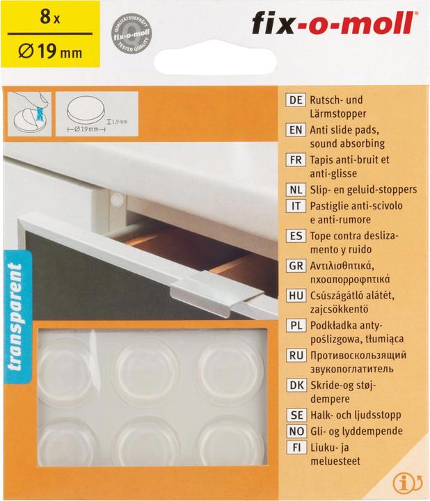 Image du produit Fix-o-moll Antidérapant et antibruit 1.9 mm / Ø 19 mm 8 x (Curseurs en plastique, 8 pcs)