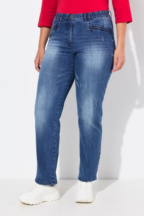 Actual product image Ulla Popken Tapered Leg Lightly Distressed Jeans (46)
